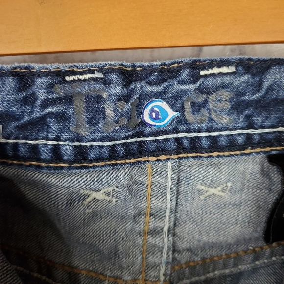 Mens Jeans  Relaxed Straight Leg 34W x 32L Whiskered Flap Pocket Twice Brand - Picture 2 of 11